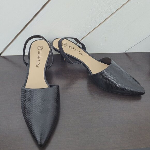 NEW Bella Vita Sarah II Womens 10 Black Snake Slingback    6CT - Picture 3 of 9
